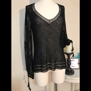 NWOT The Limited Crochet Top Sequins Tassels Sz L